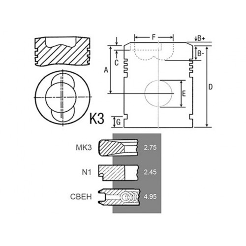 PISTON+SEGMENTI MOTOR